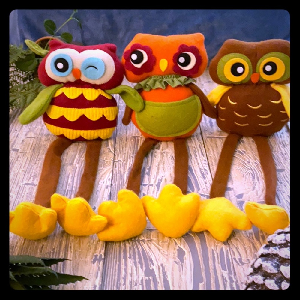 Set of 3 posable owls (fall decor).